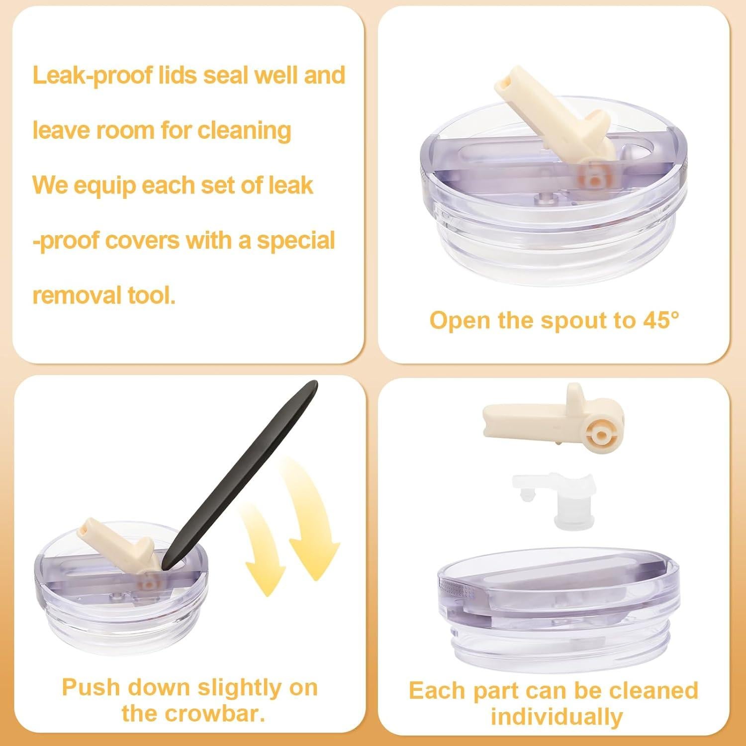 2 Tapas Reemplazo para Vaso Stanley 40oz con Popote a Prueba de Fugas