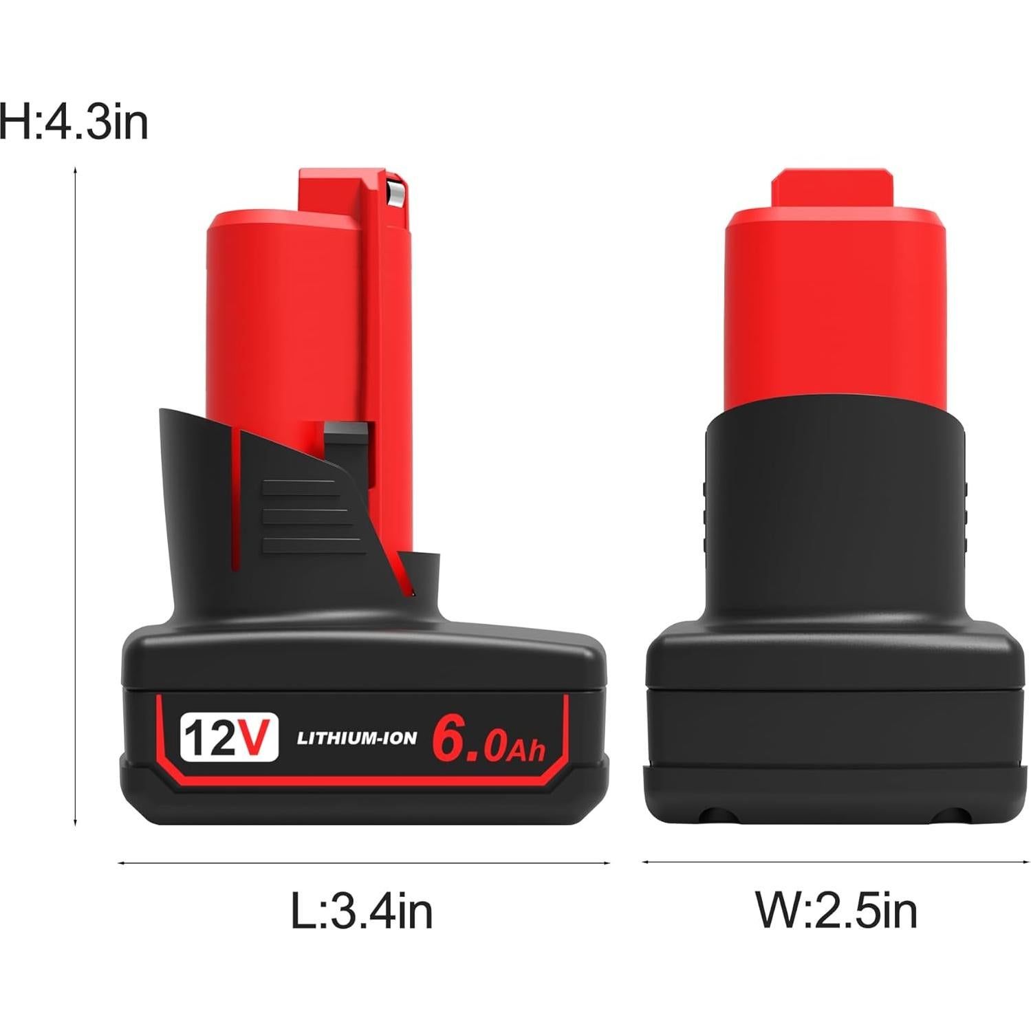 Batería de Reemplazo Milwaukee M12 6000mAh 2 Paquetes