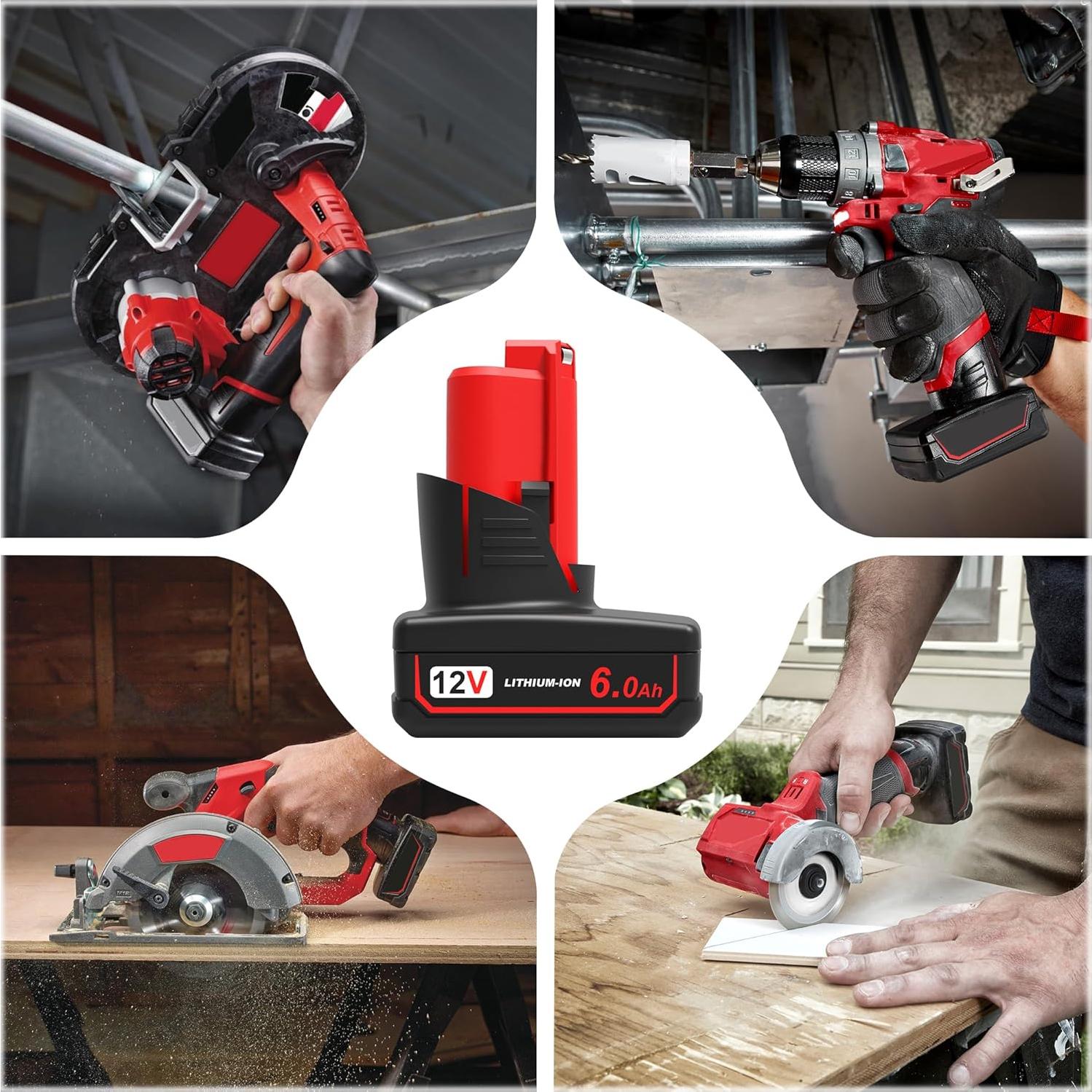 Batería de Reemplazo Milwaukee M12 6000mAh 2 Paquetes