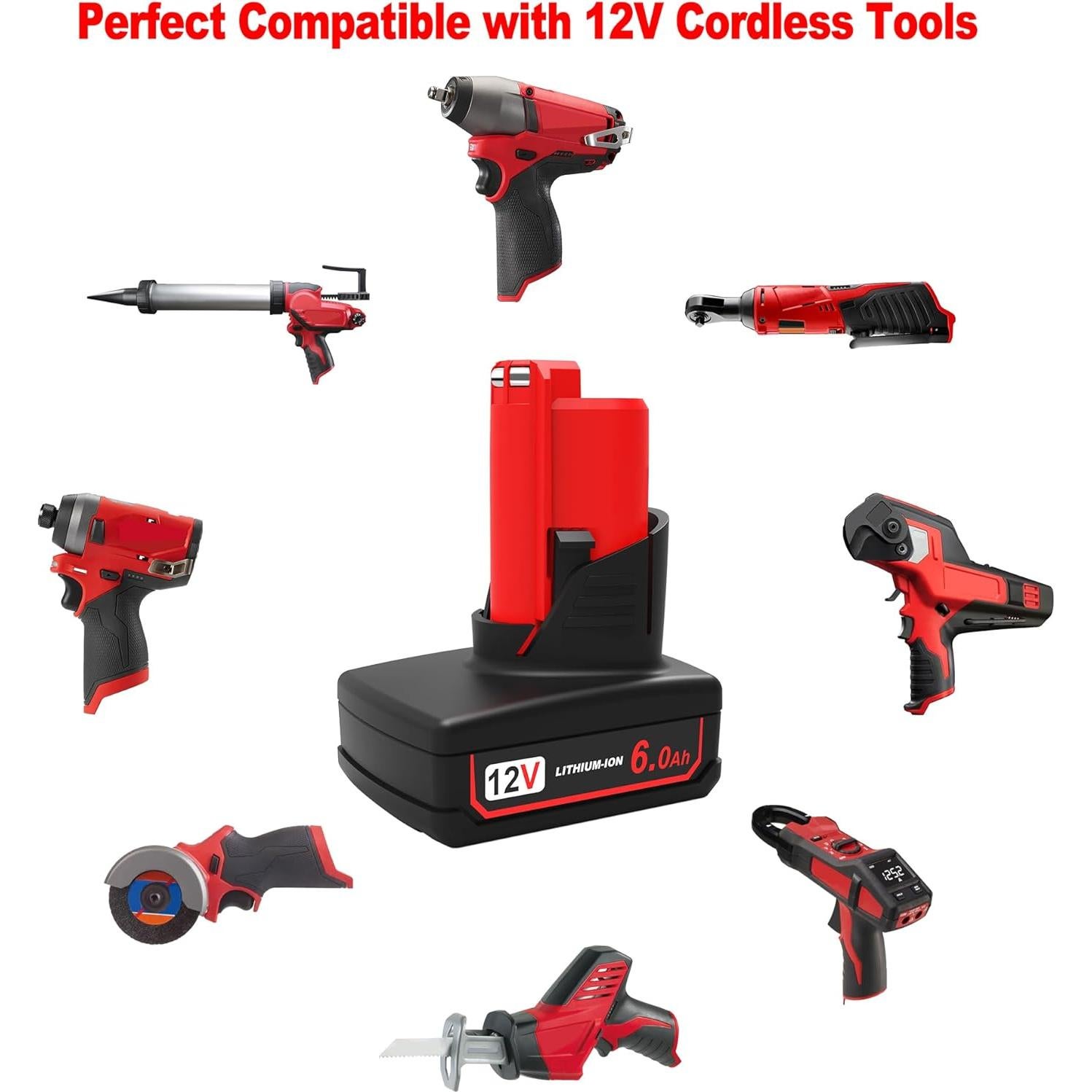 Batería de Reemplazo Milwaukee M12 6000mAh 2 Paquetes