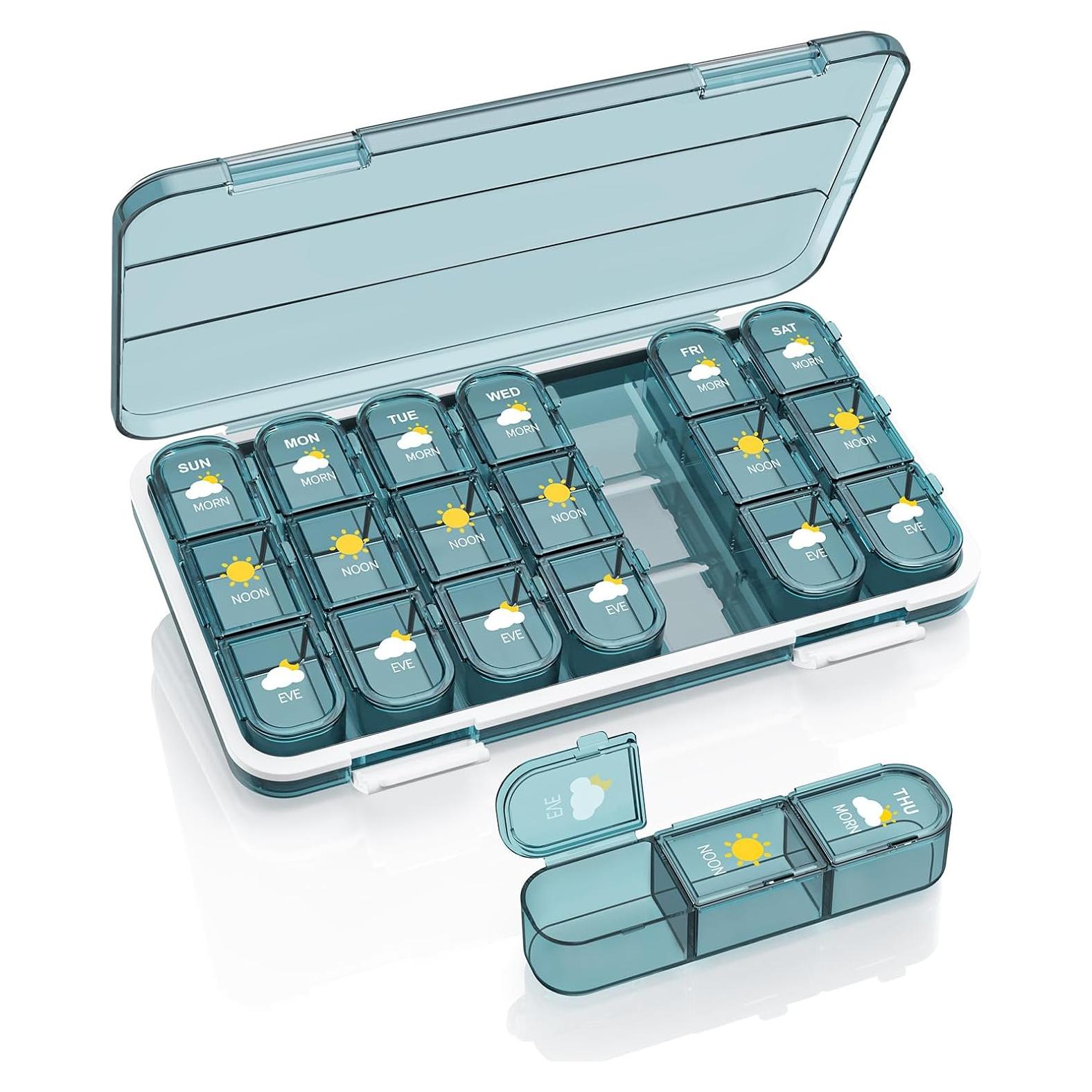 Organizador de Pastillas Acedada 7 Días 3 Veces al Día Azul