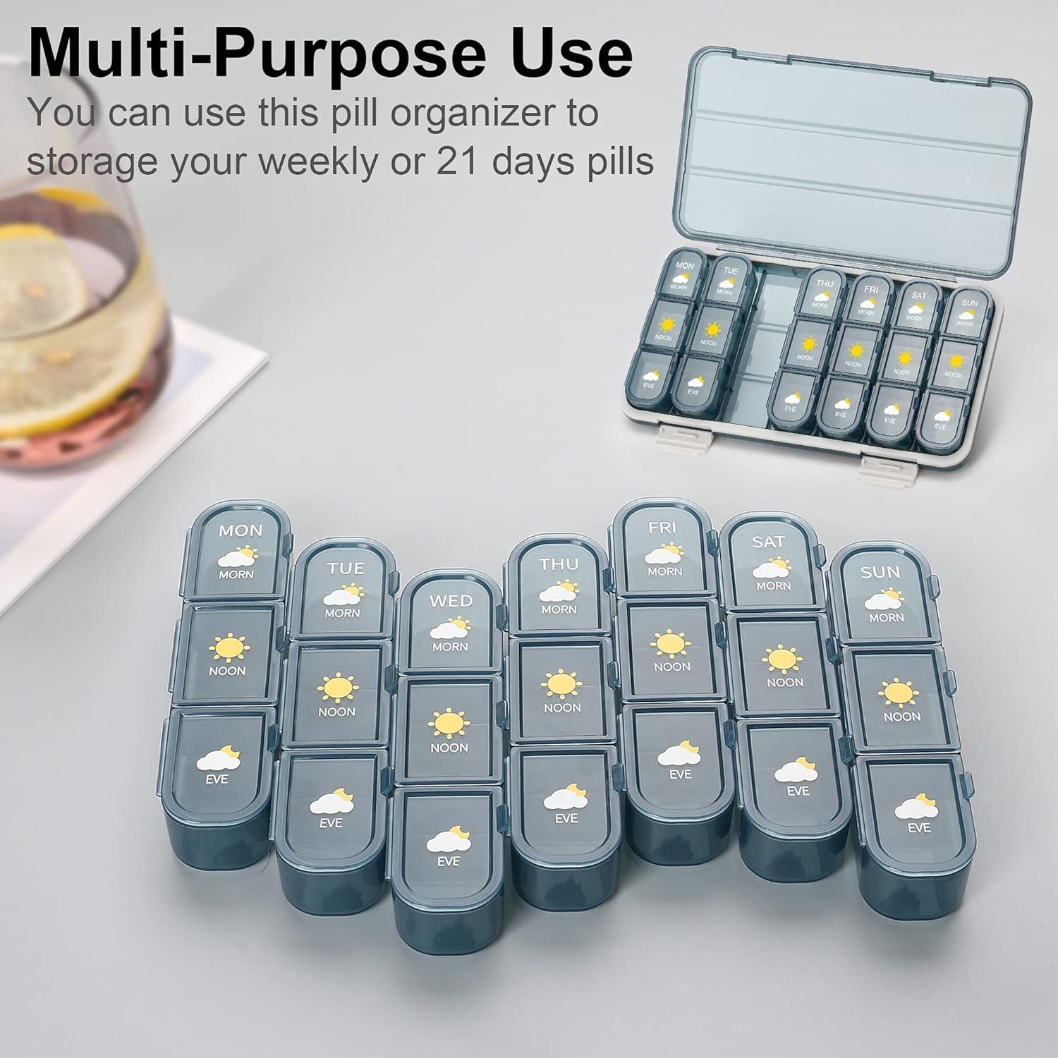 Organizador de Pastillas Acedada 7 Días 3 Veces al Día Azul