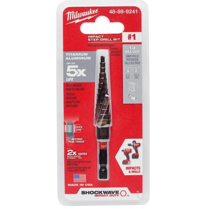 Bit de Paso Milwaukee SHOCKWAVE 1/8 a 1/2" Titanio