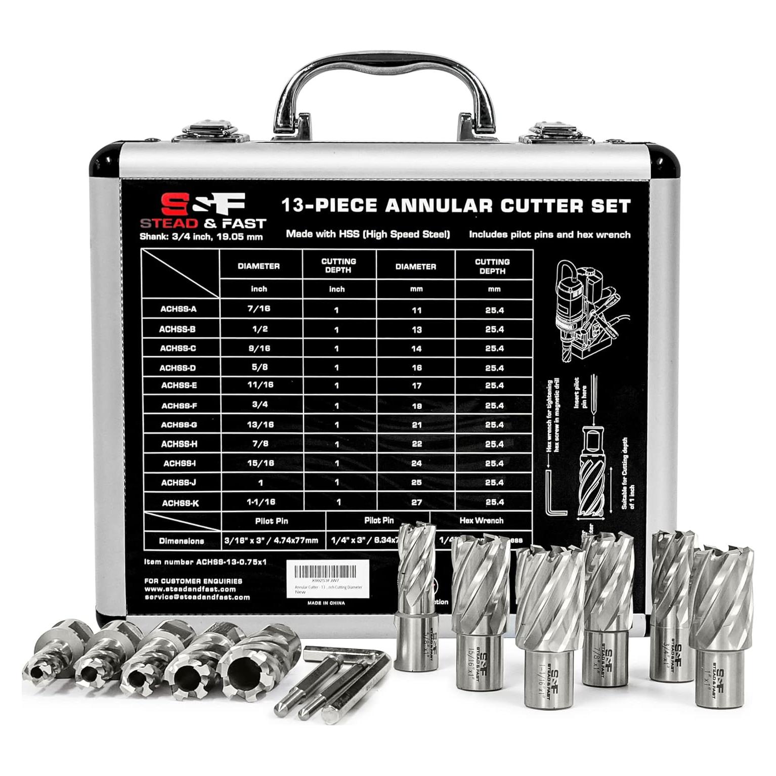 Juego de Cortadores Anulares 13 Pcs S&F STEAD & FAST HSS