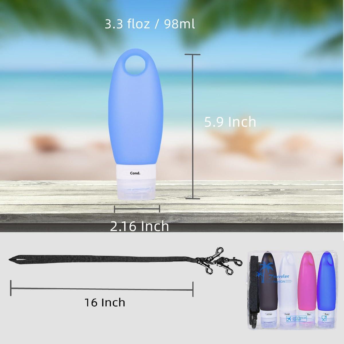 Botellas de Silicona Reutilizables Fullplus 3.3 oz Aprobadas TSA