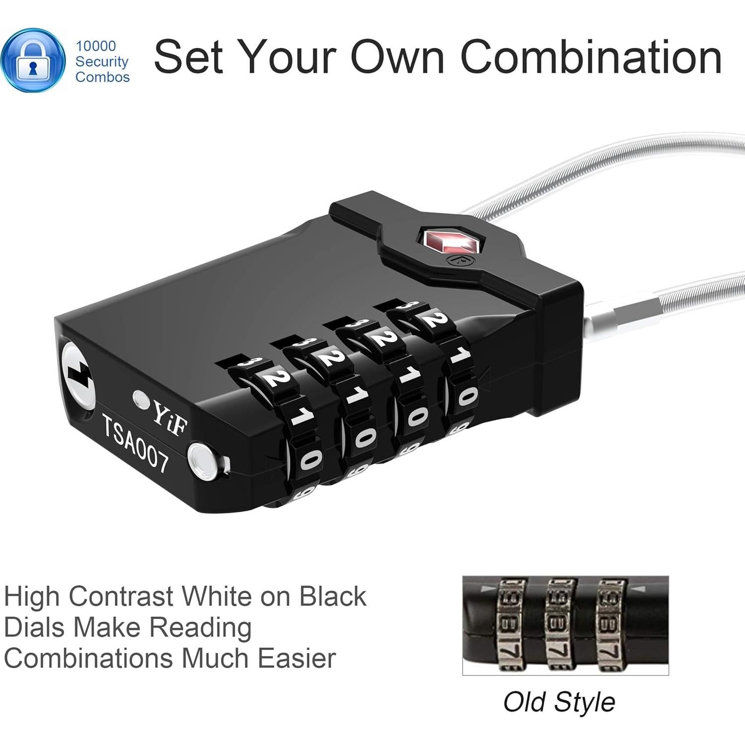 Candados de Combinación TSA XOOL - 2 Piezas, Negro