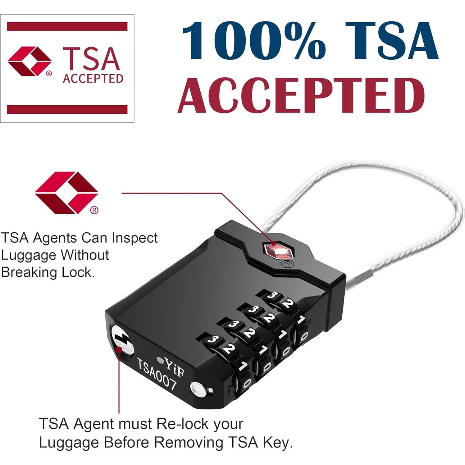 Candados de Combinación TSA XOOL - 2 Piezas, Negro