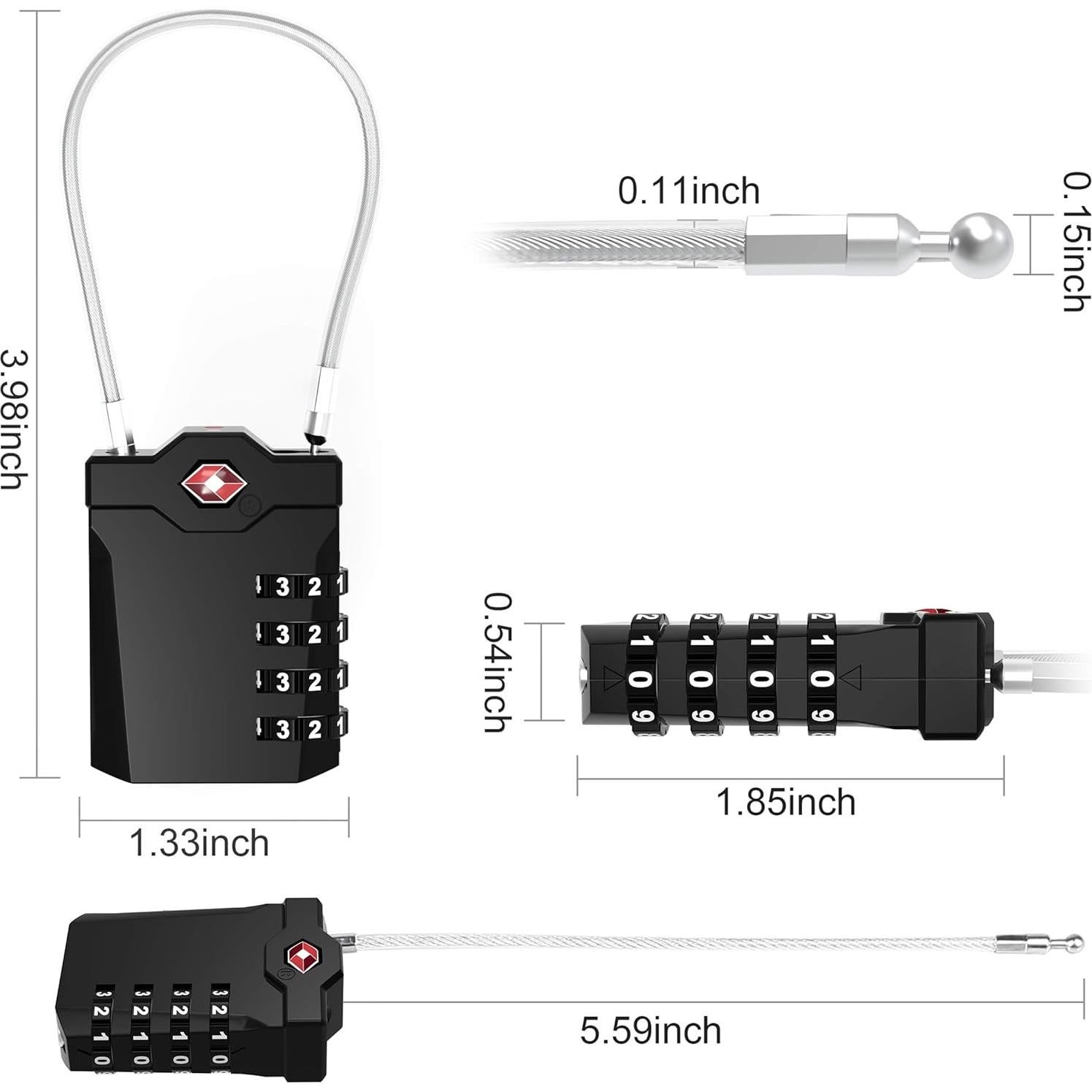 Candados de Combinación TSA XOOL - 2 Piezas, Negro