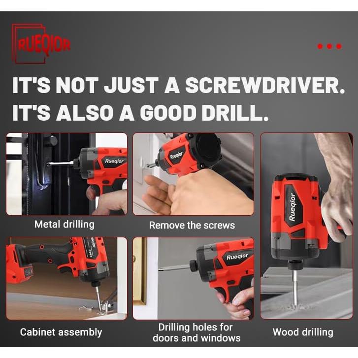 Destornillador de Impacto Inalámbrico Rueqior 18V 300 N.m 3 Velocidades