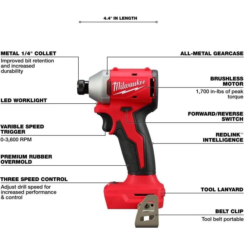Controlador de Impacto Milwaukee M18 1/4" Hex 3 Velocidades