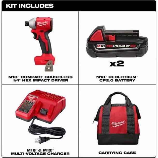 Destornillador de Impacto Milwaukee M18 18V Sin Escobillas Kit