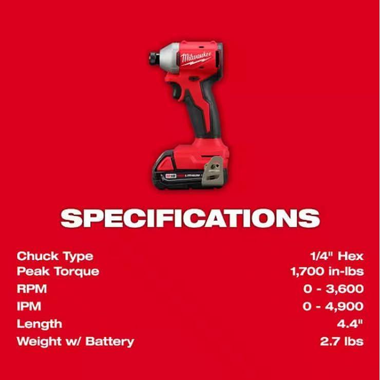 Destornillador de Impacto Milwaukee M18 18V Sin Escobillas Kit