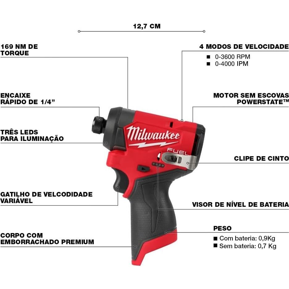 Destornillador de Impacto Milwaukee M12 FUEL 12V 3453-20