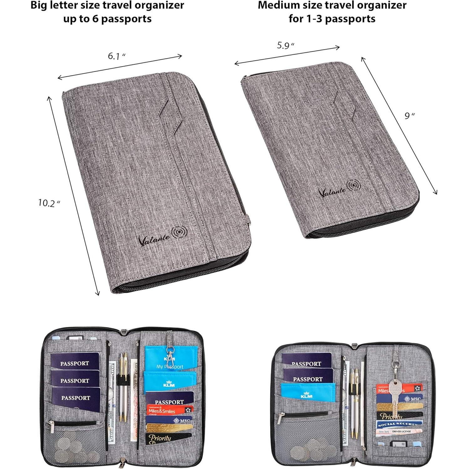 Organizador de Documentos de Viaje Valante Grande Gris RFID