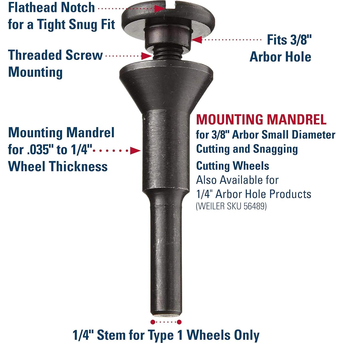 Kit Weiler 56089 Mandril y 10 Ruedas de Corte 3" A36T