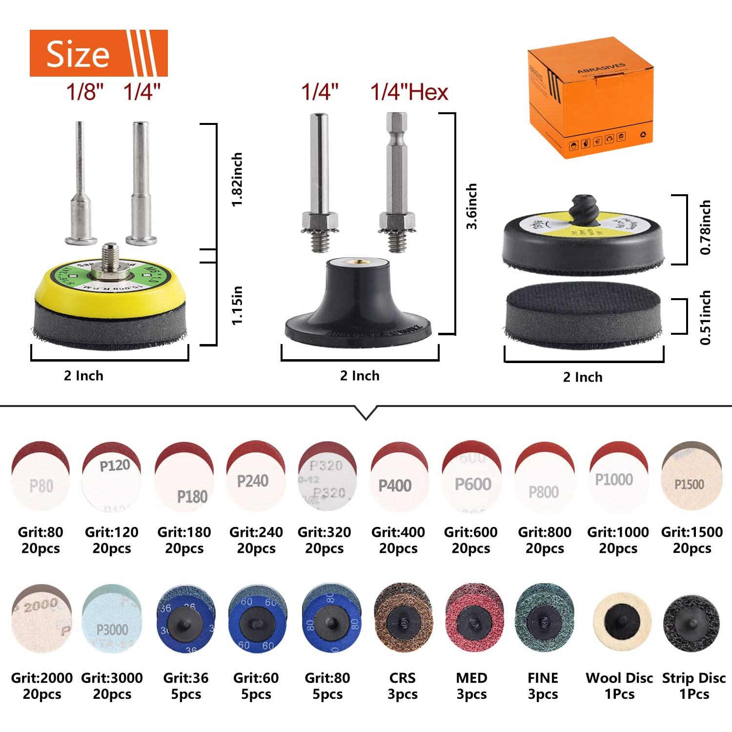 Kit de Discos de Lijado 2" 270Pcs Zhi Ye con Placa de Respaldo