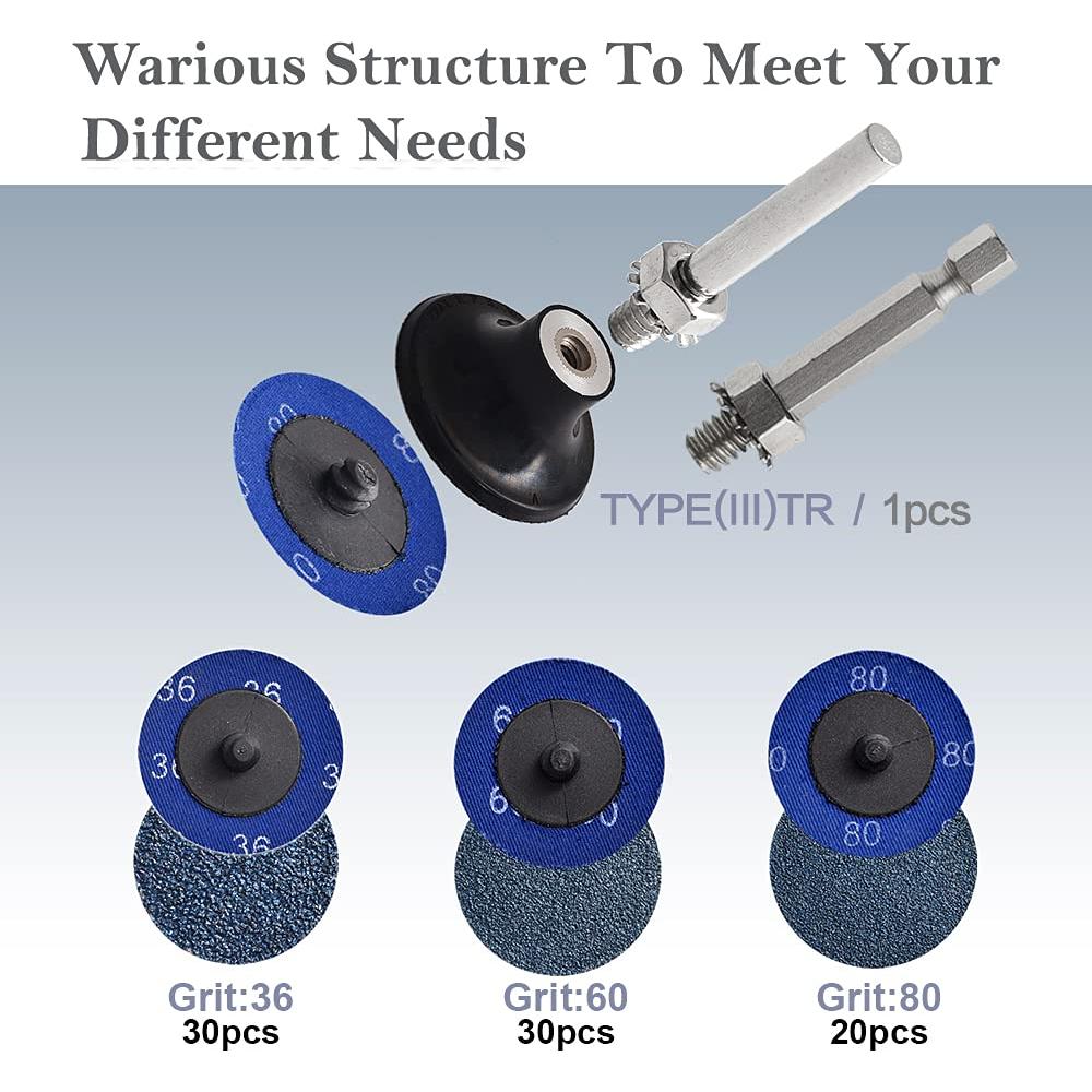 Discos de Lijado de Zirconia 80 Piezas 2" con Soporte 1/4"