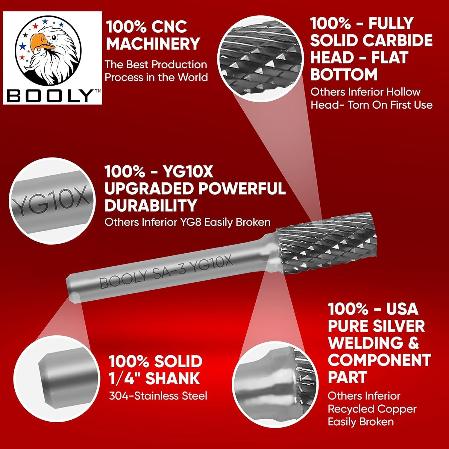 Juego de Puntas de Amoladora BOOLY 10 Piezas Carburo Tungsteno