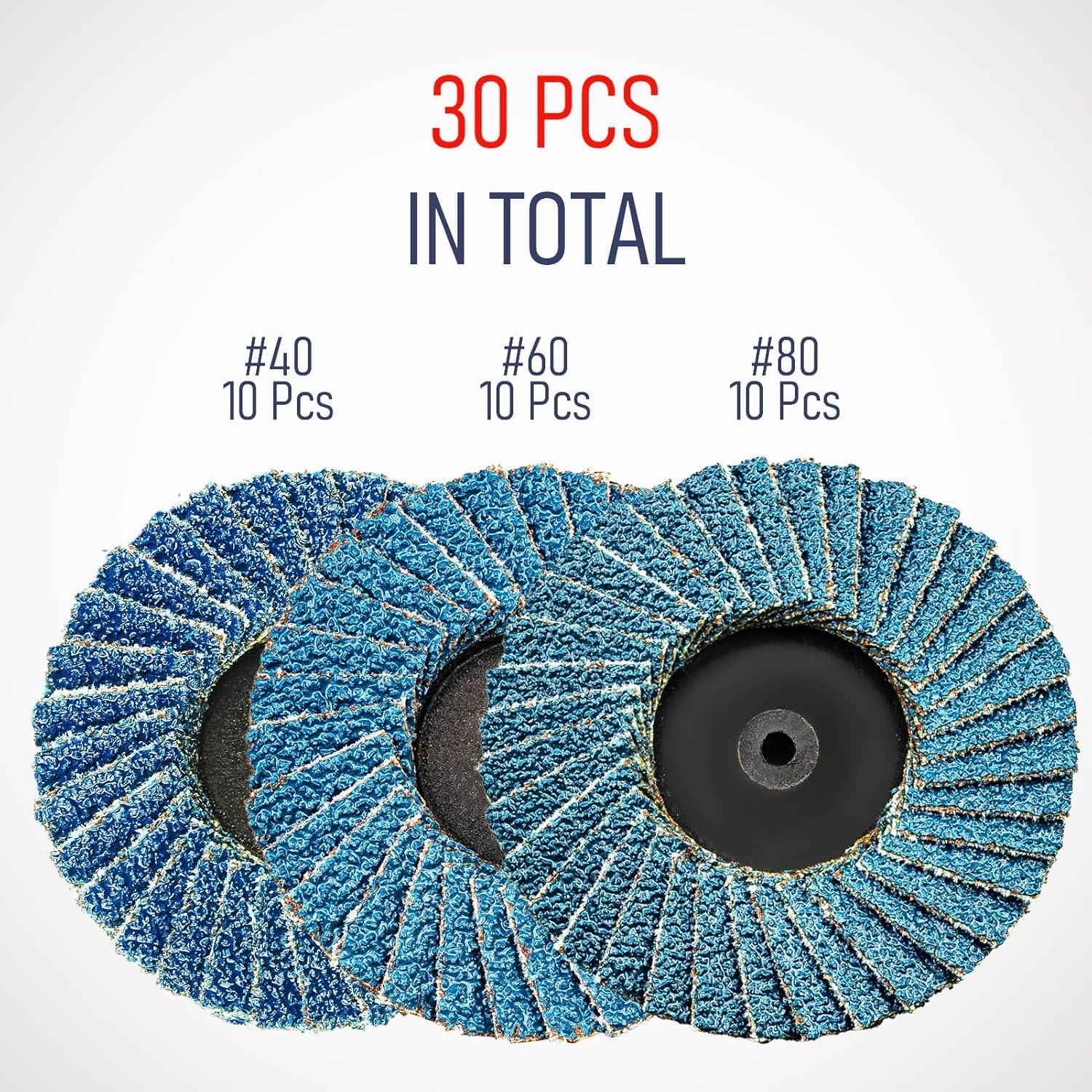 30 Pcs Disco de Aletas 5.1cm RENOTEC Grano 40/60/80 para Pulido