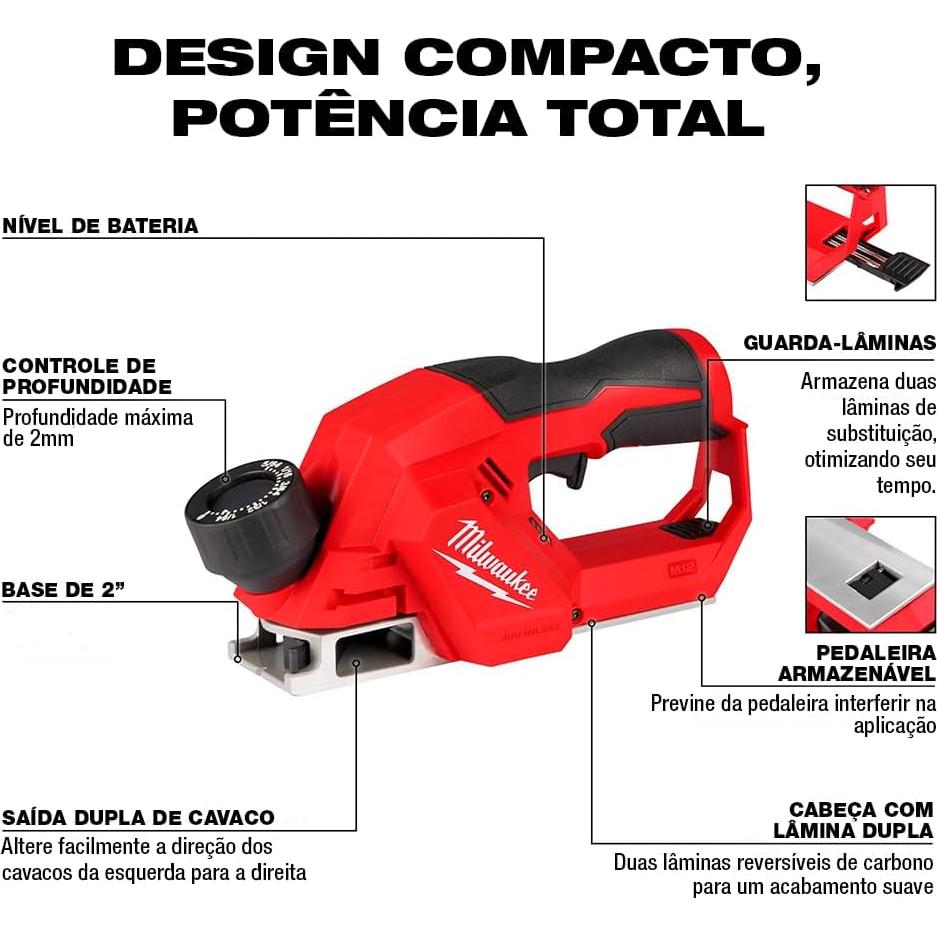 Cepillo Eléctrico Milwaukee M12 12V Sin Escobillas 2524-20