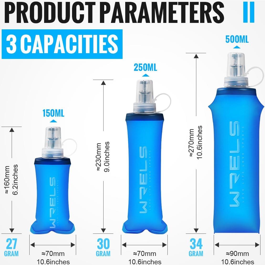 Botella de Agua Plegable WRELS 150ml - 2 Paquetes Azul Oscuro