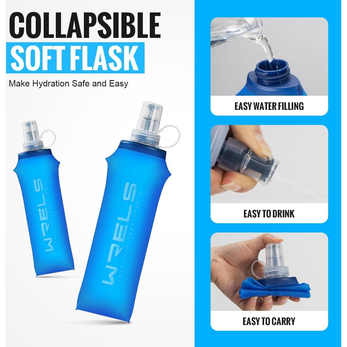 Botella de Agua Plegable WRELS 150ml - 2 Paquetes Azul Oscuro