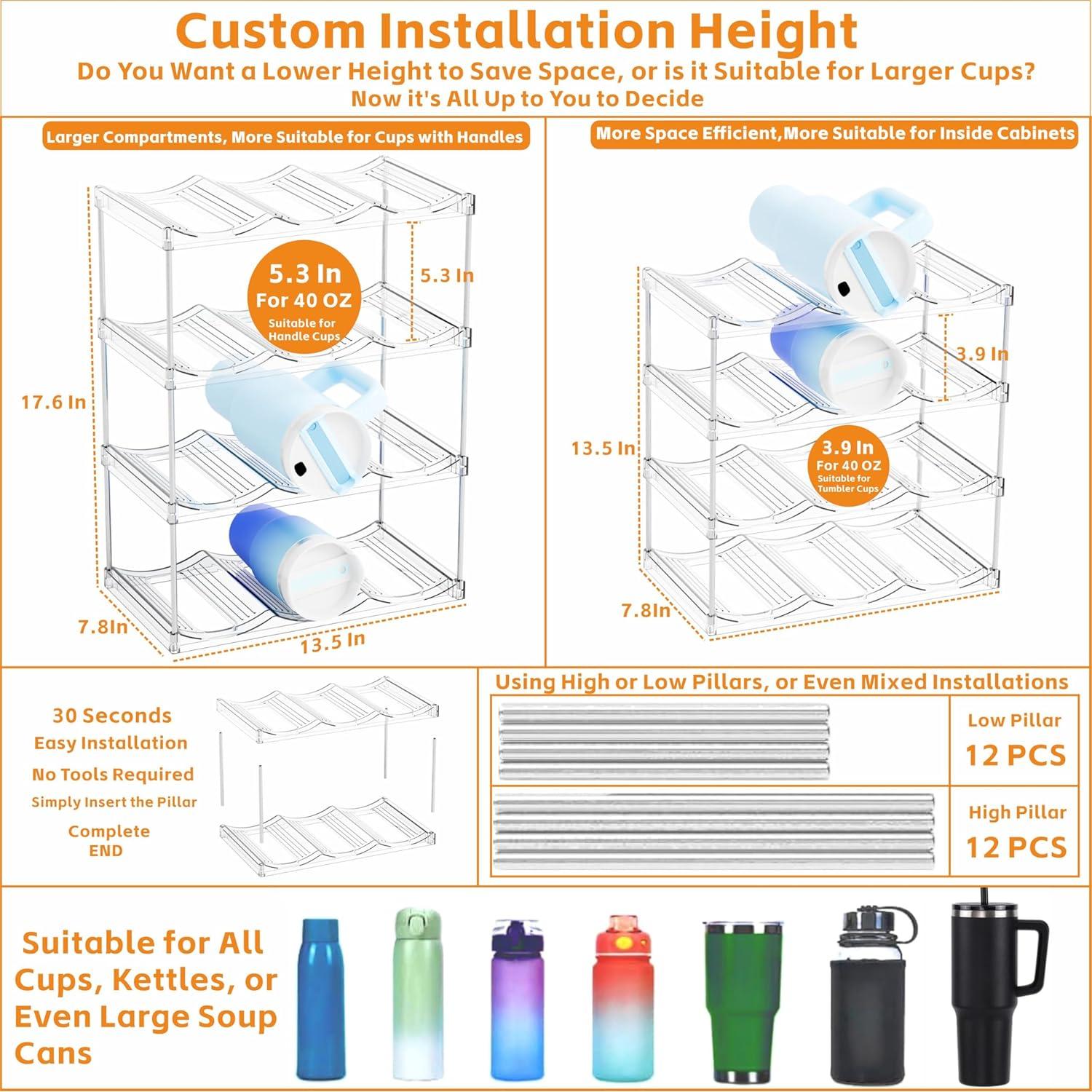 Organizador apilable de botellas Yieach para tazas 40 OZ