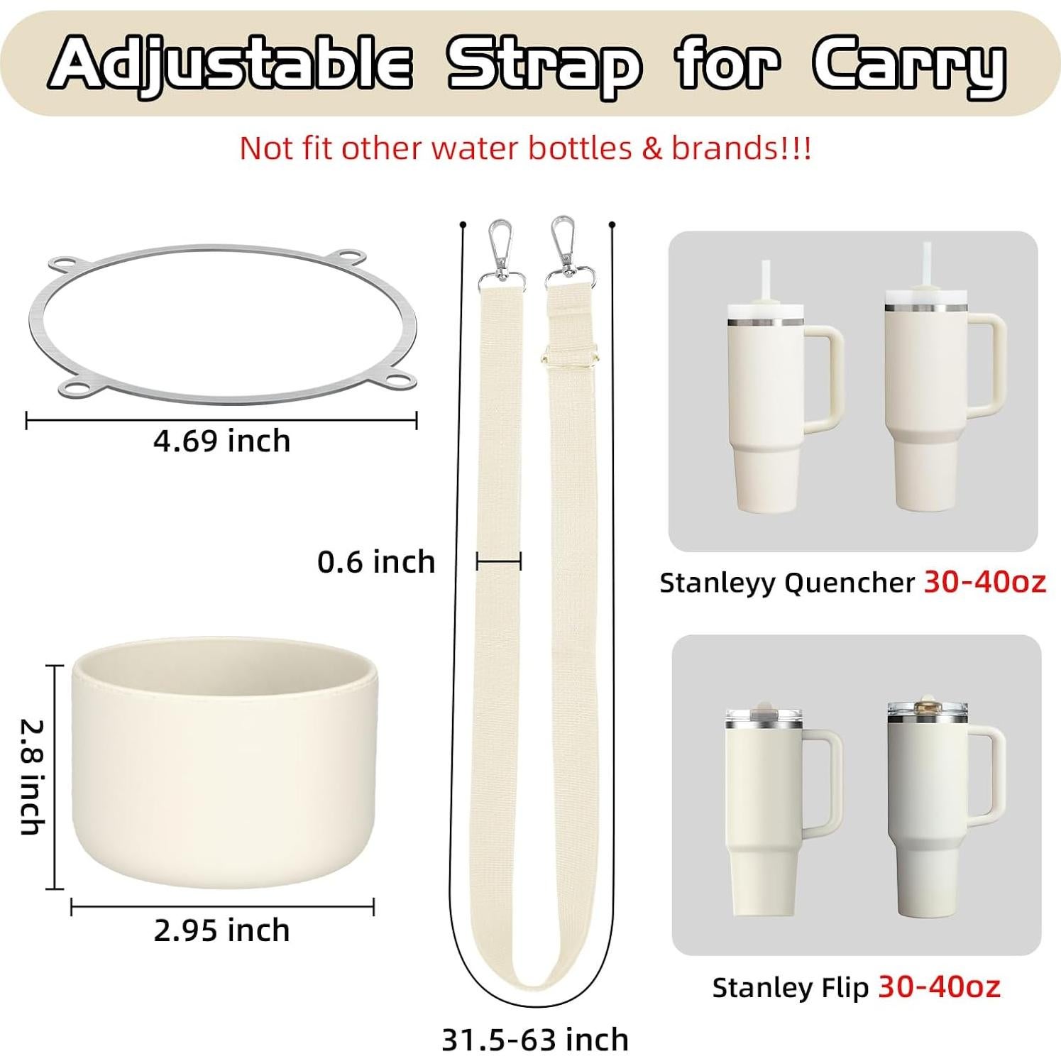 Juego de Accesorios para Tazas WUQID 40oz Crema con Correa