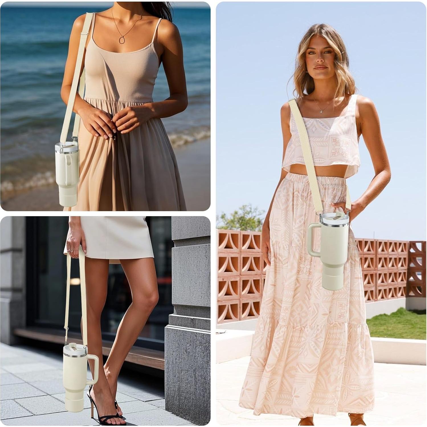 Juego de Accesorios para Tazas WUQID 40oz Crema con Correa