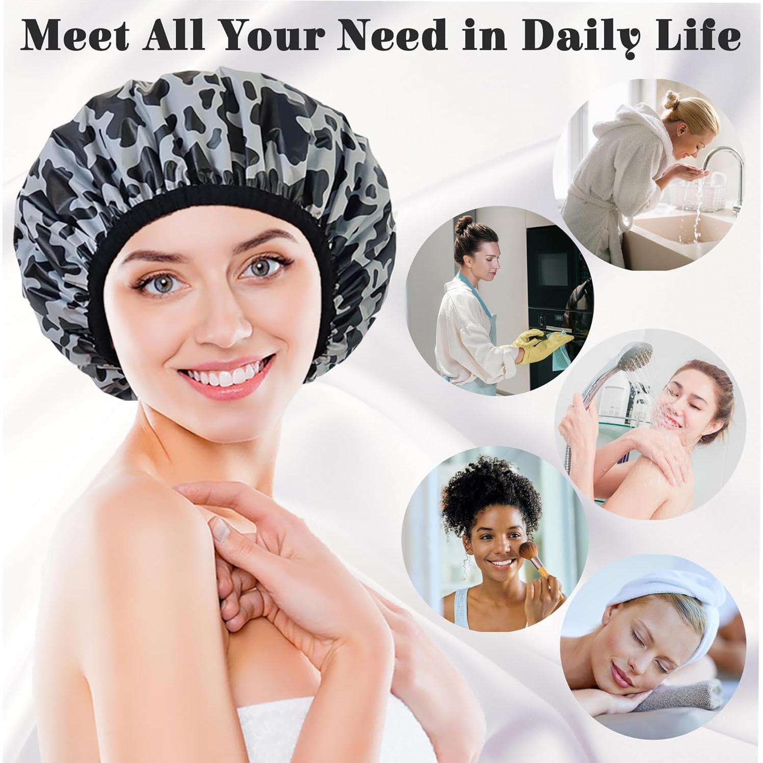 Gorro de Ducha Reutilizable Impermeable Choshion Rayas de Vaca