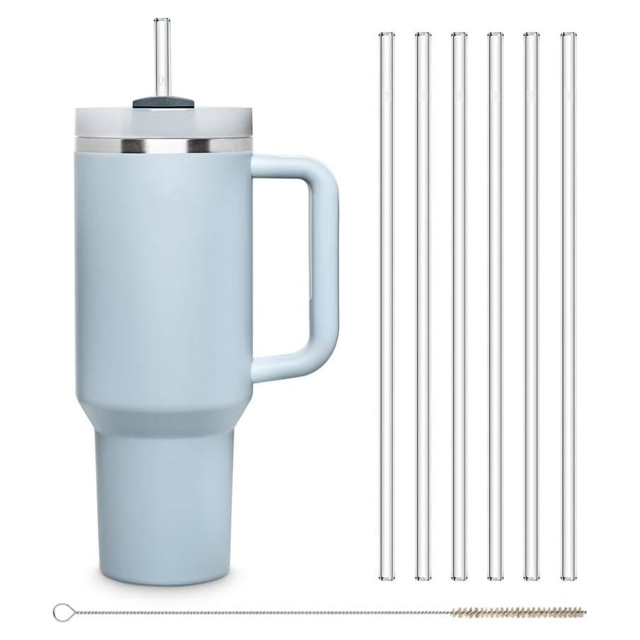 Pajitas de Vidrio HALM 30 cm Reutilizables para Taza Stanley