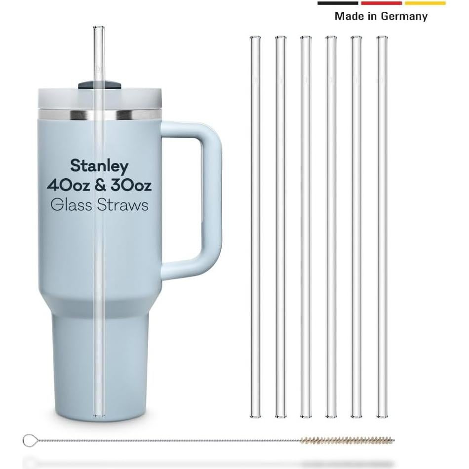 Pajitas de Vidrio HALM 30 cm Reutilizables para Taza Stanley
