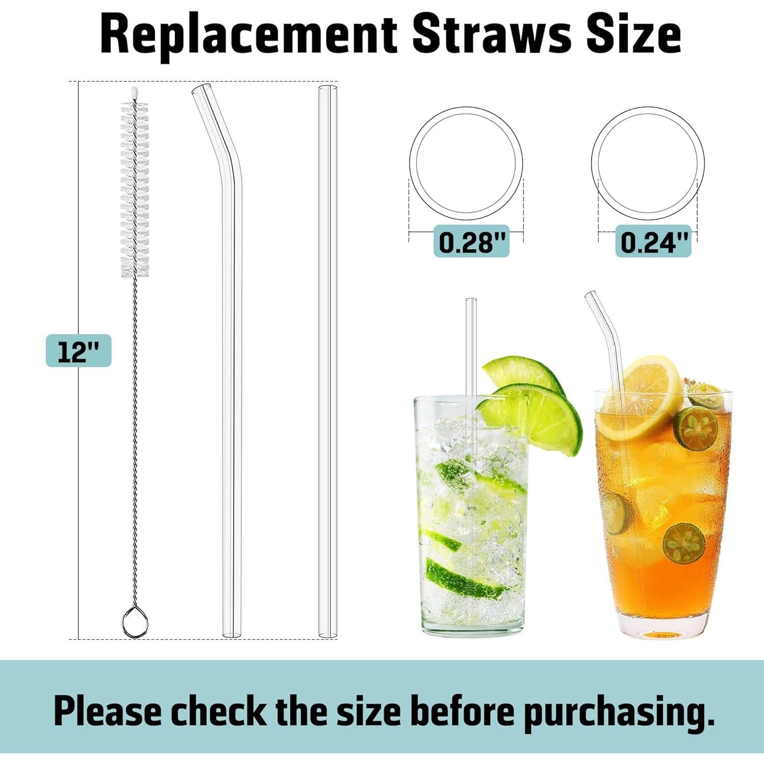 Pajitas Reutilizables PROOCI 30cm Tritan 10 Pcs con Cepillo