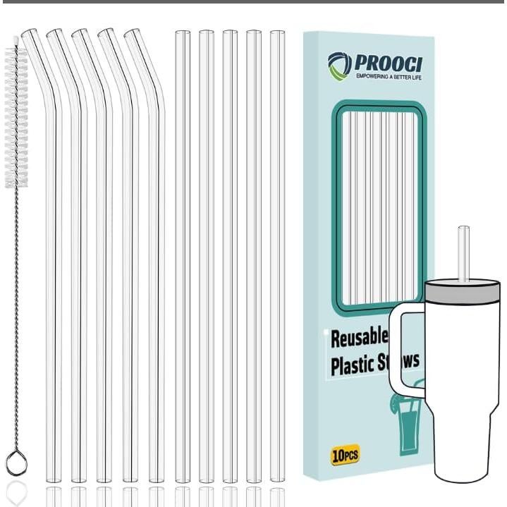 Pajitas Reutilizables PROOCI 30cm Tritan 10 Pcs con Cepillo