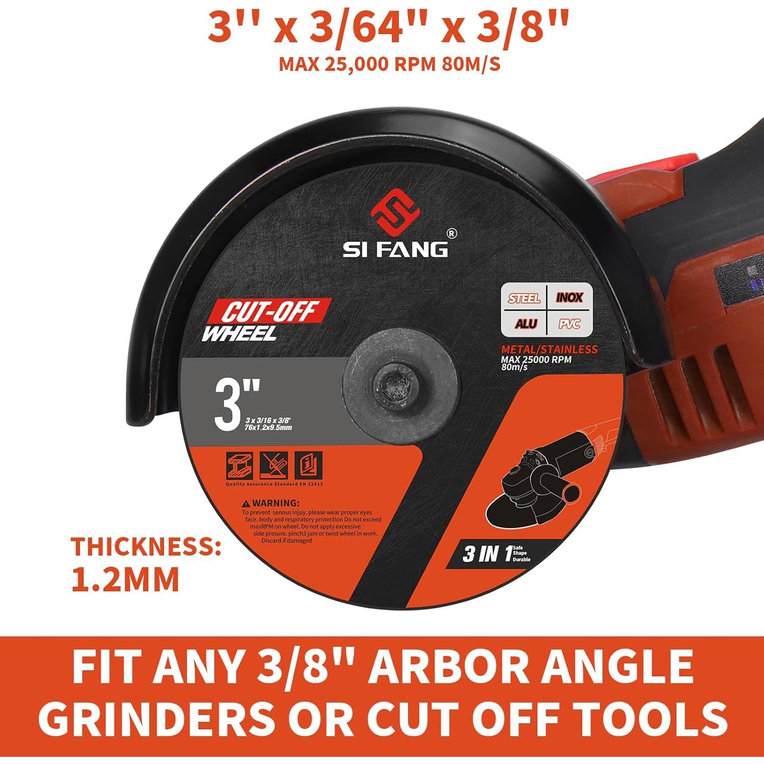 25 Ruedas de Corte 3" SI FANG con Mandril y Bolsa de Transporte