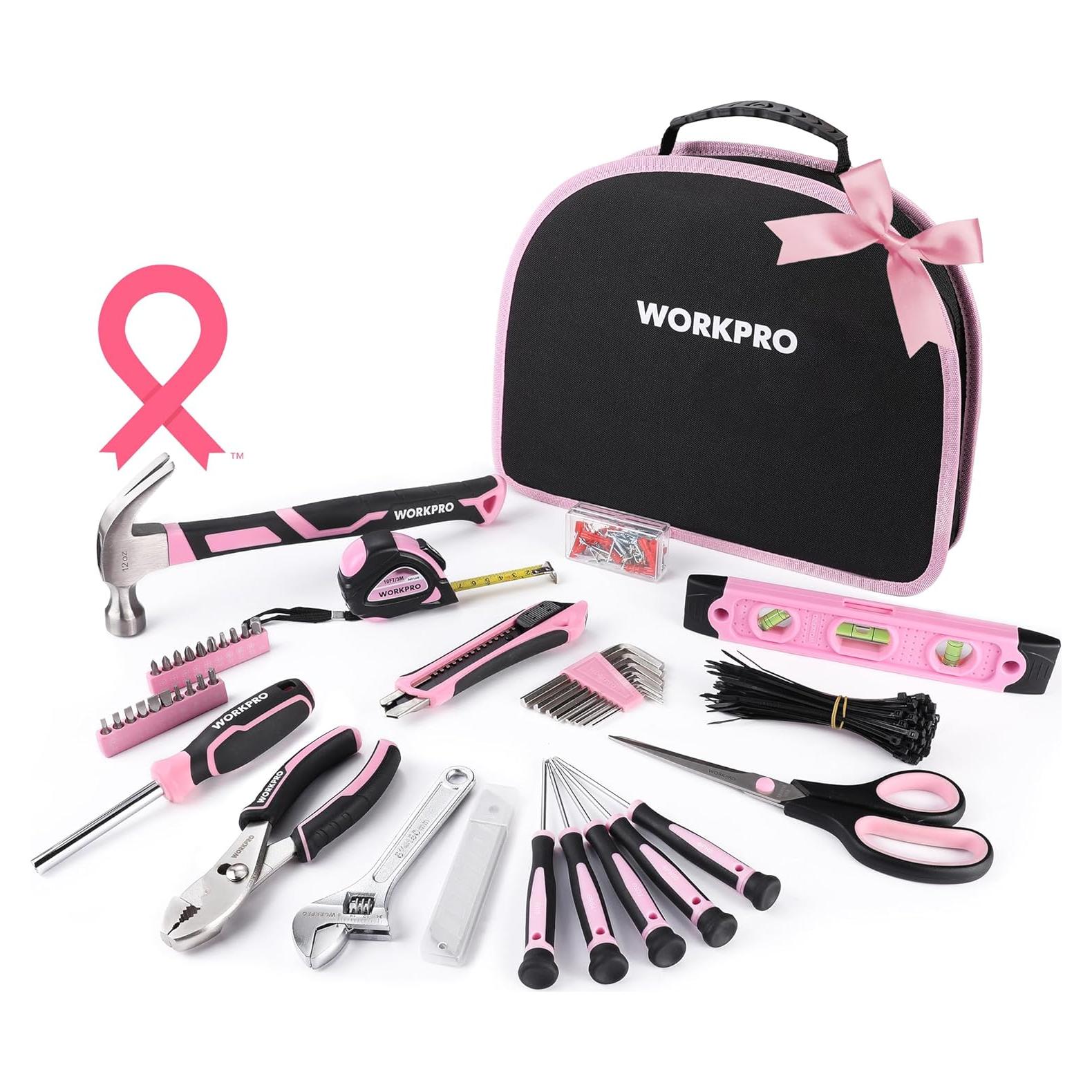 Kit de Herramientas Pink WorkPro - 236 Piezas con Bolsa