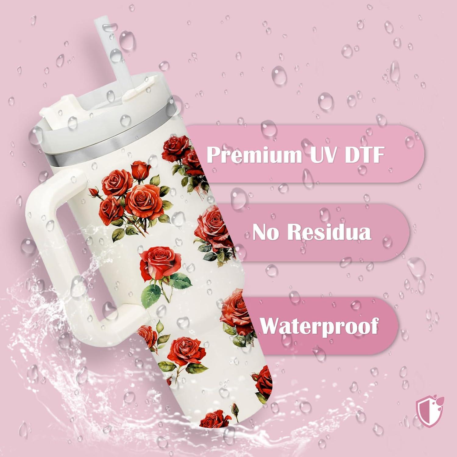 Calcomanías Florales LUHOHI para Tazas y Botellas Rosa-Rojo