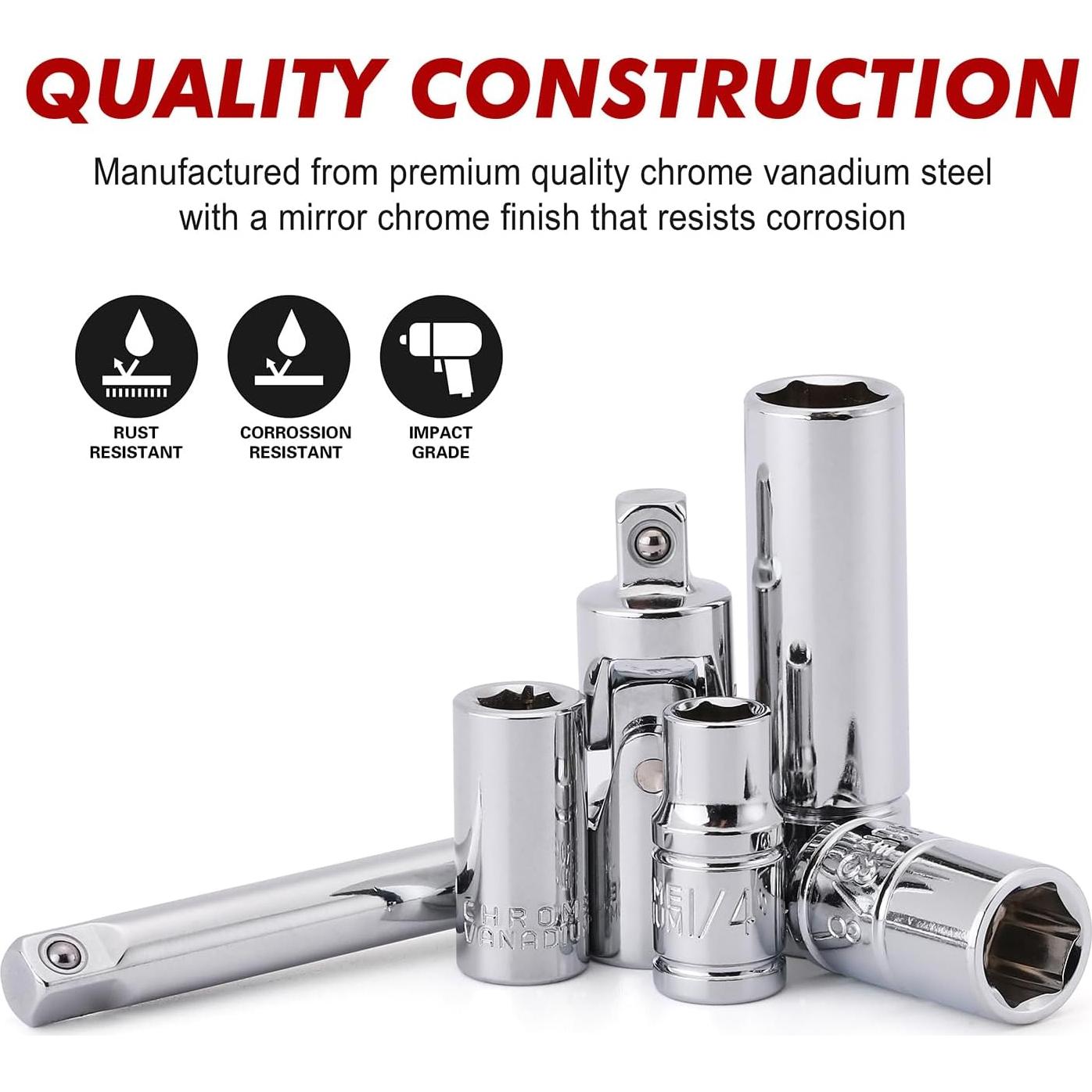 Juego de Llaves CASOMAN 94 Piezas 1/4" y 3/8" Métricas