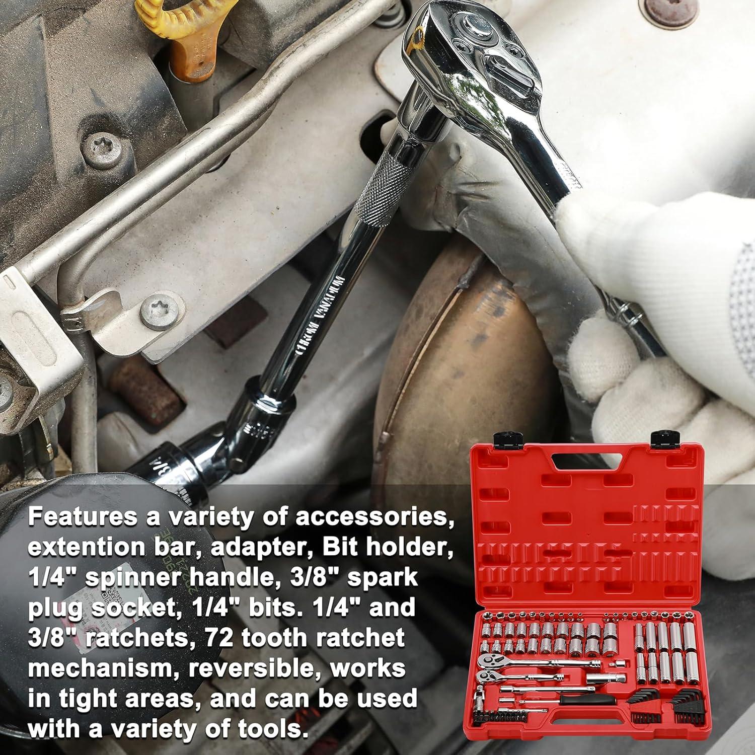 Juego de Llaves CASOMAN 94 Piezas 1/4" y 3/8" Métricas