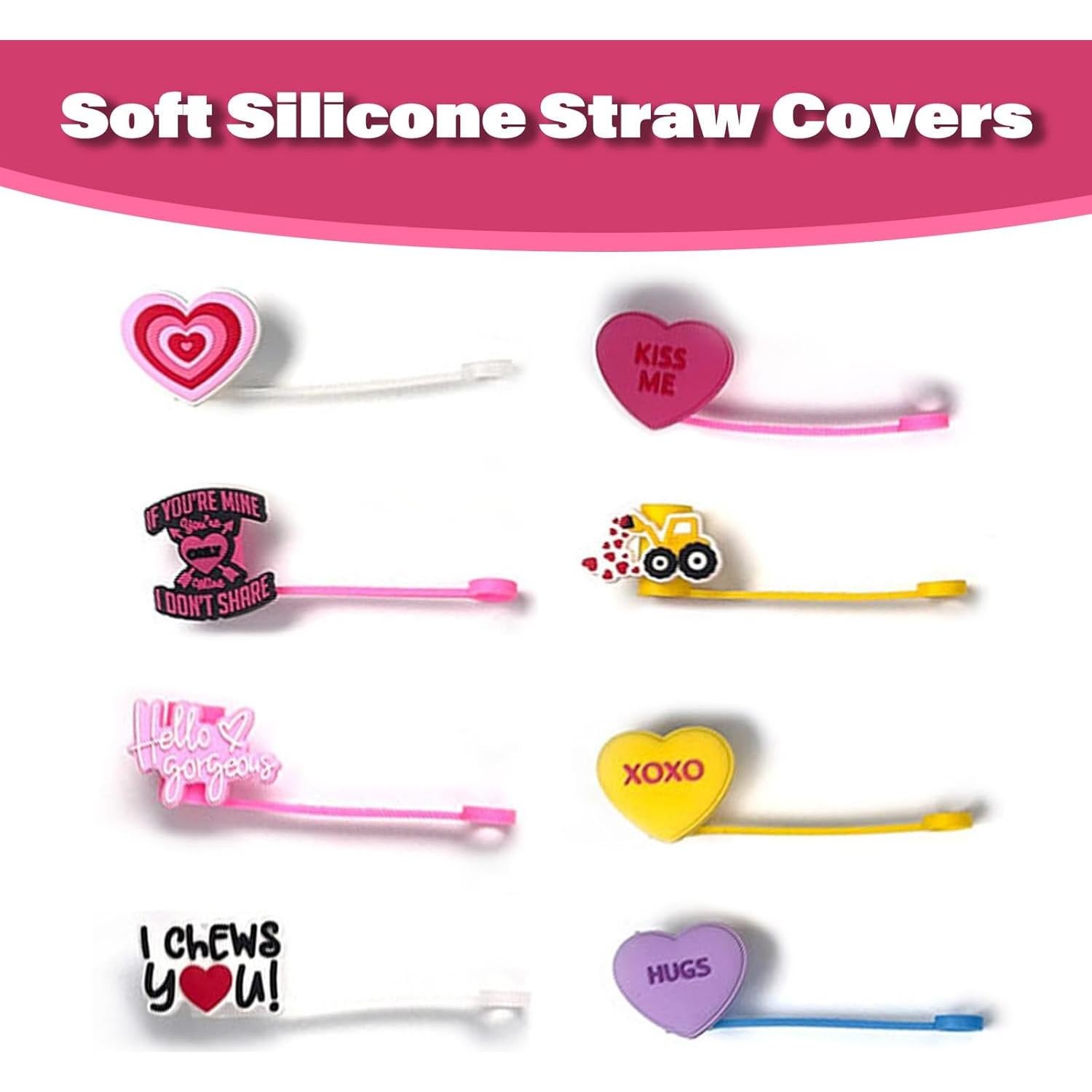 Cubiertas de Popote de Silicona 10mm 9PCS San Valentín Linmaya