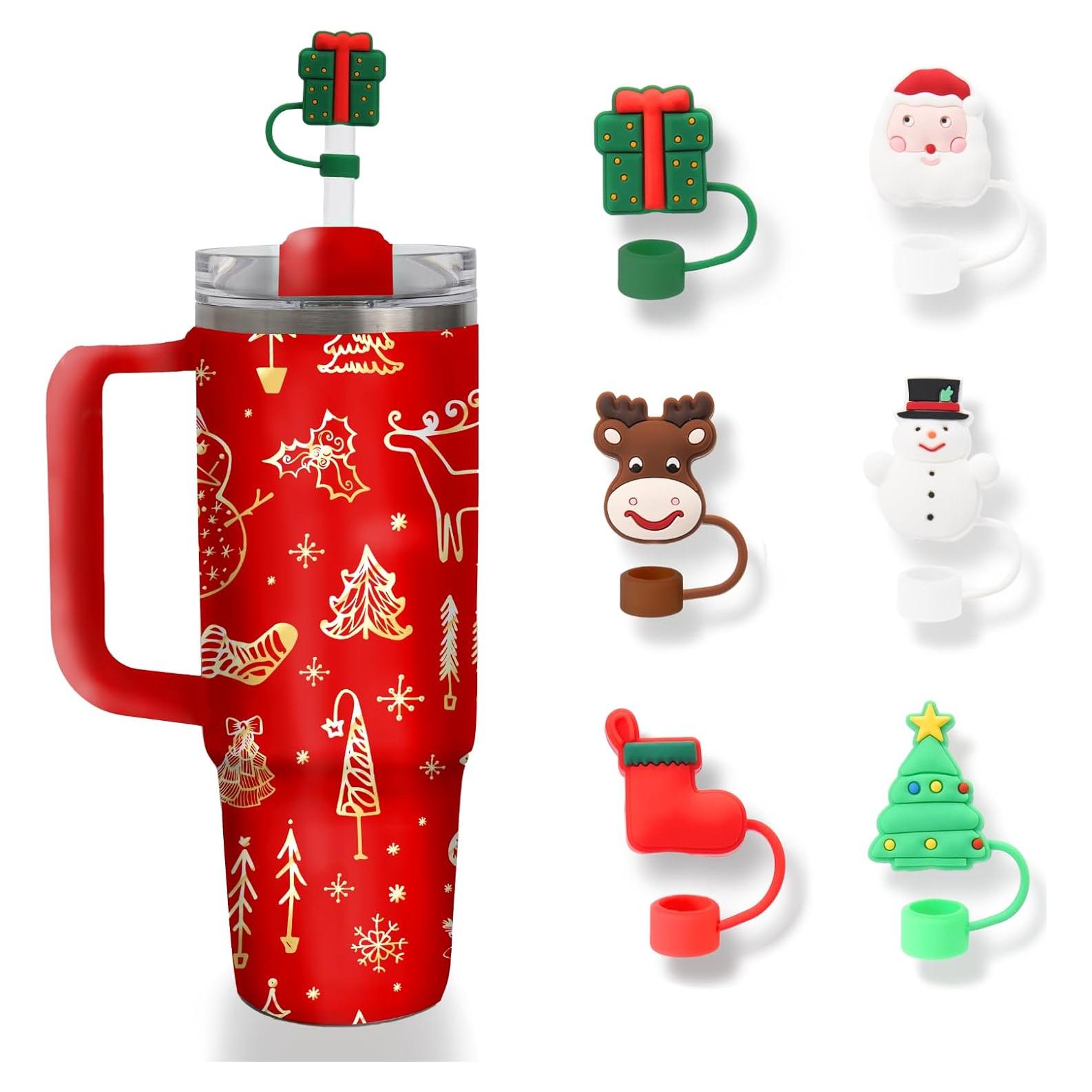 6 Tapas de Pajitas de Navidad WUWENKK para Vasos Stanley 30-40 oz