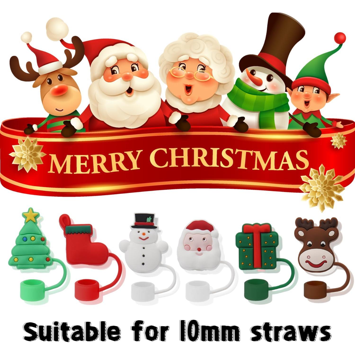 6 Tapas de Pajitas de Navidad WUWENKK para Vasos Stanley 30-40 oz