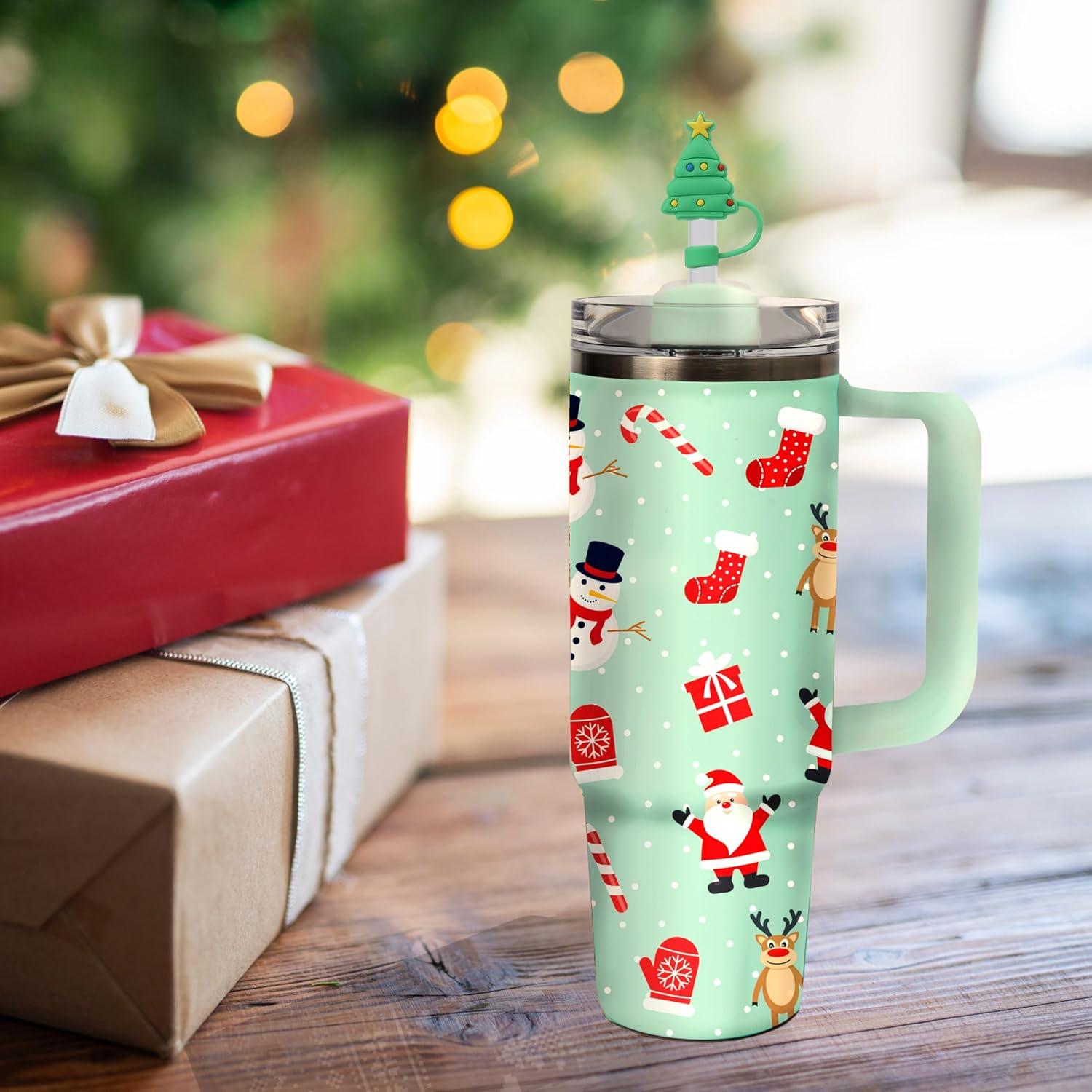 6 Tapas de Pajitas de Navidad WUWENKK para Vasos Stanley 30-40 oz