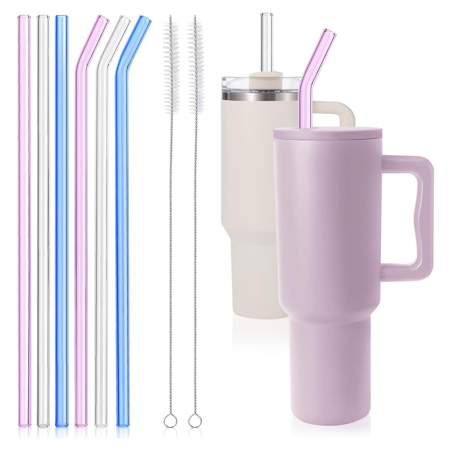 Pajitas de Vidrio Reutilizables YINCL 30.48 cm 6 Pcs para Taza 40 oz