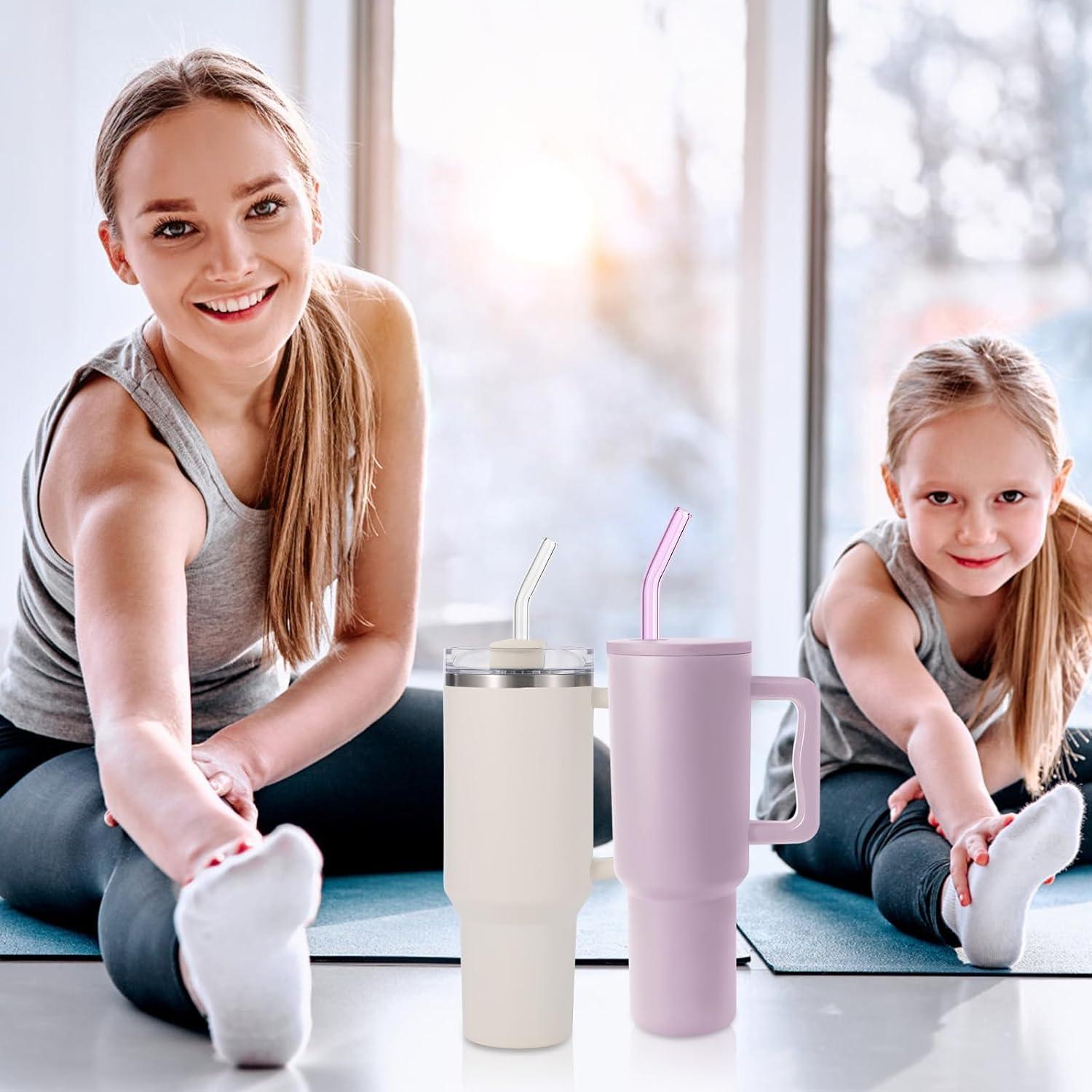 Pajitas de Vidrio Reutilizables YINCL 30.48 cm 6 Pcs para Taza 40 oz