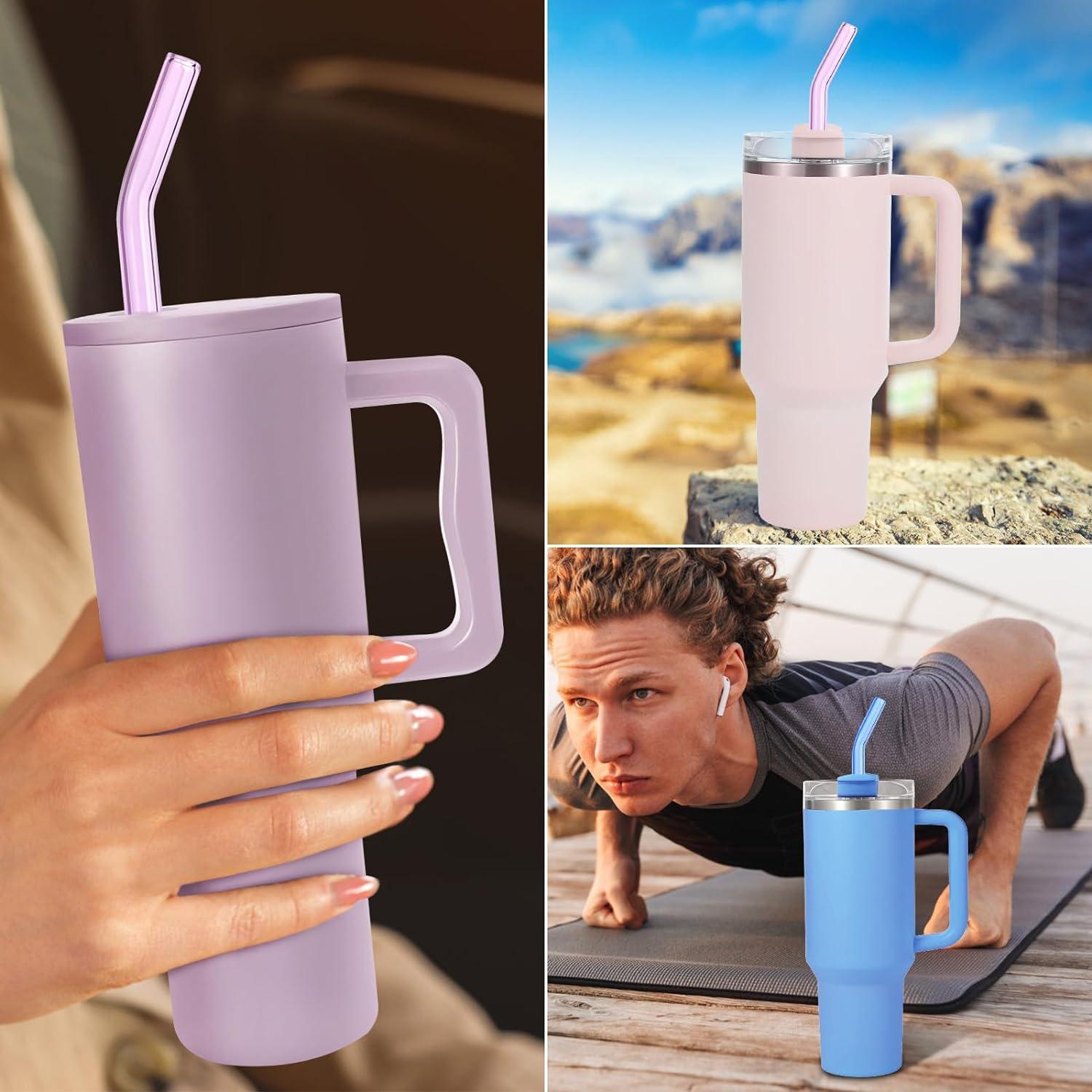 Pajitas de Vidrio Reutilizables YINCL 30.48 cm 6 Pcs para Taza 40 oz