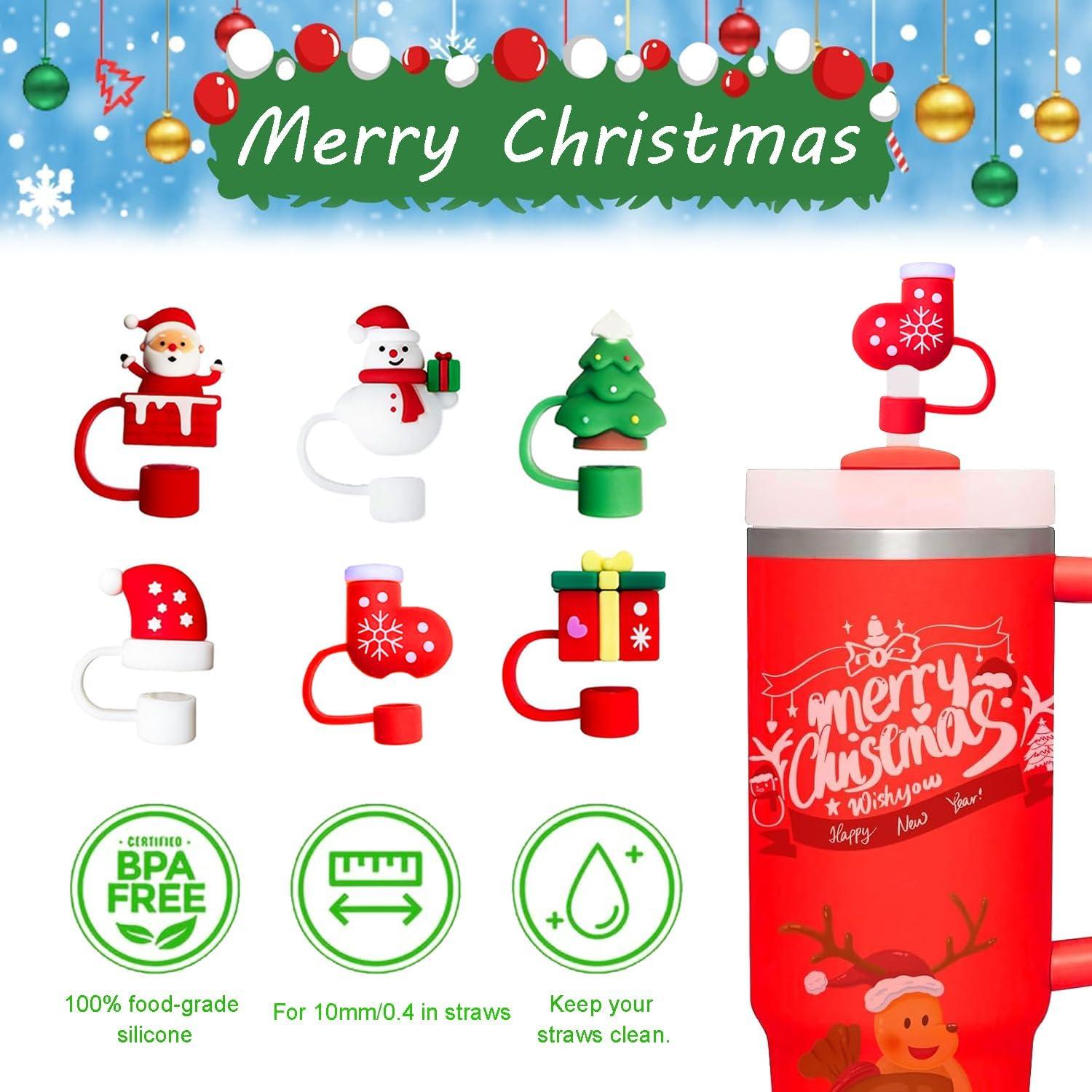 6 Tapas de Pajita Navideñas BUMSUNE para Taza Stanley 30-40 oz