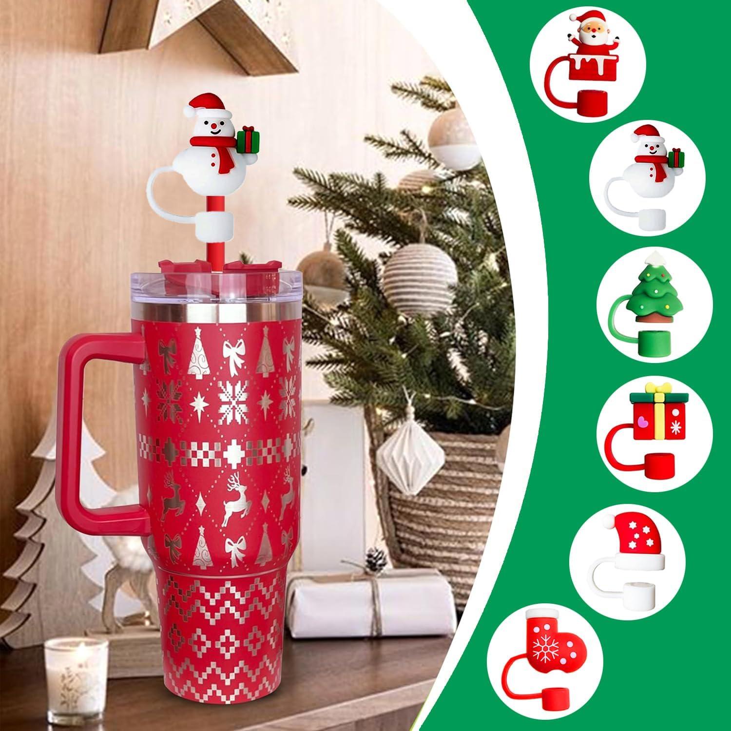 6 Tapas de Pajita Navideñas BUMSUNE para Taza Stanley 30-40 oz