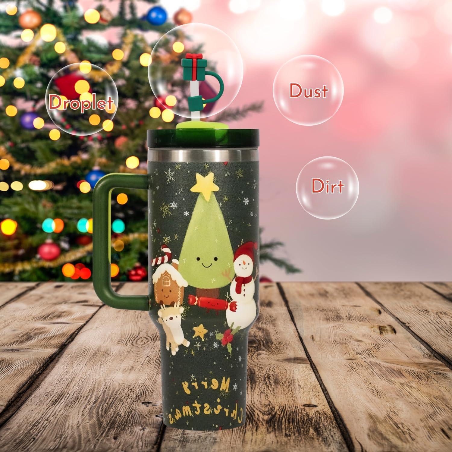 Tapas de paja navideñas PTaizjjz para tumbler 30/40 oz - 9 piezas