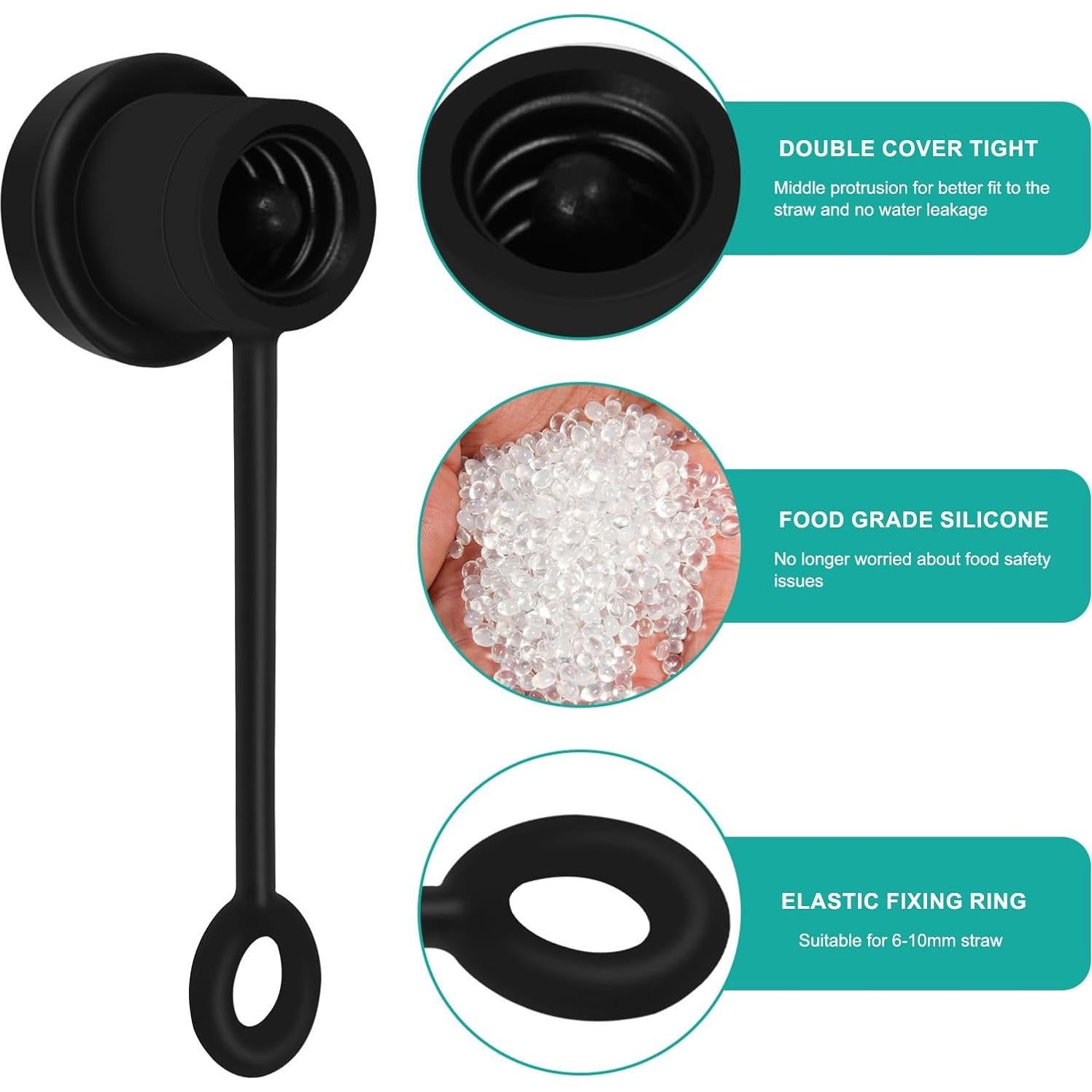 Paquete de 6 Tapas Ajustables de Silicona Cfyouend - Negro